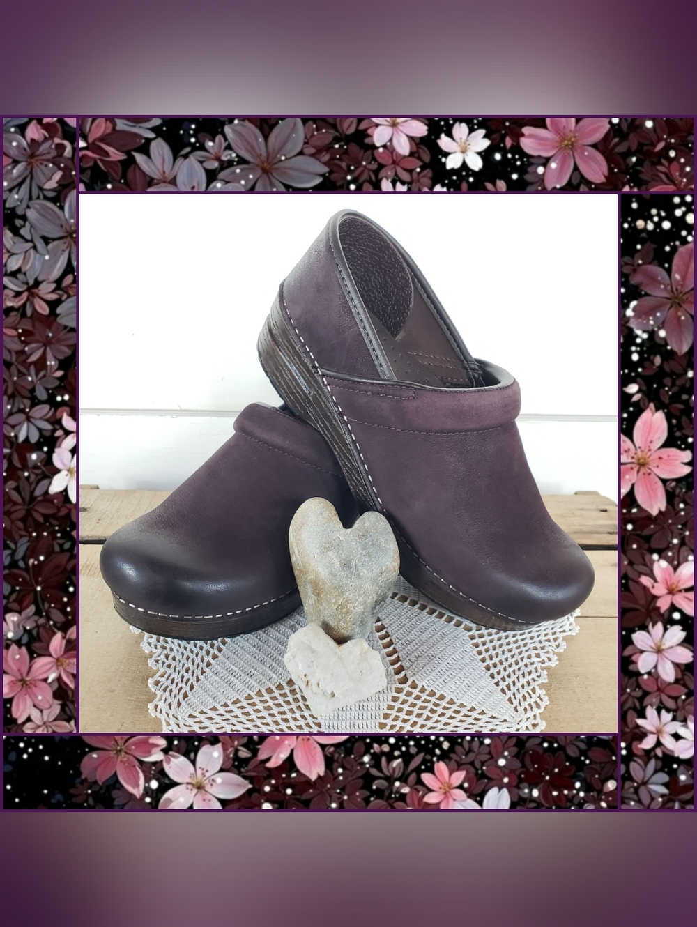 FiG Dansko Pro Clogs Burnished Nubuck Soft Suede Boho Whimsy Cottage Gypsy Chic♡